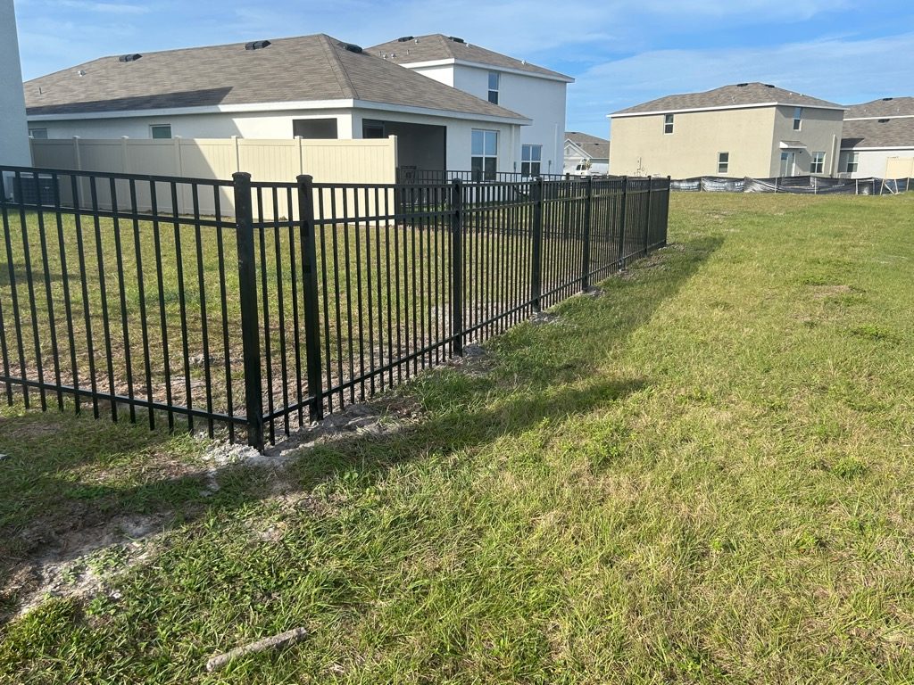 6' H Tan PVC Privacy & 4' H Black Aluminum 3-Rail