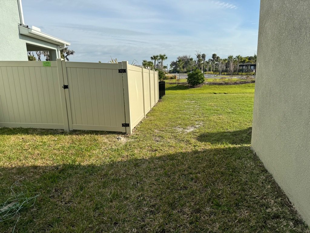 6' H Tan PVC Privacy & 4' H Black Aluminum 3-Rail