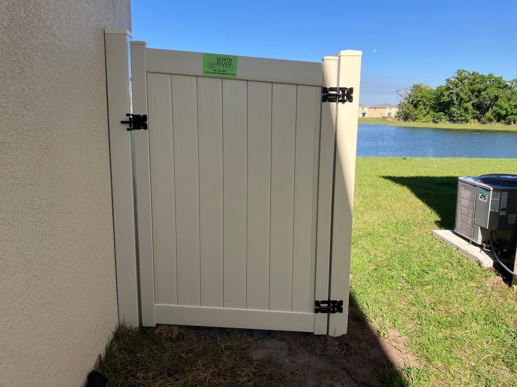 6' H Tan PVC Privacy & 4' H Black Aluminum 3-Rail