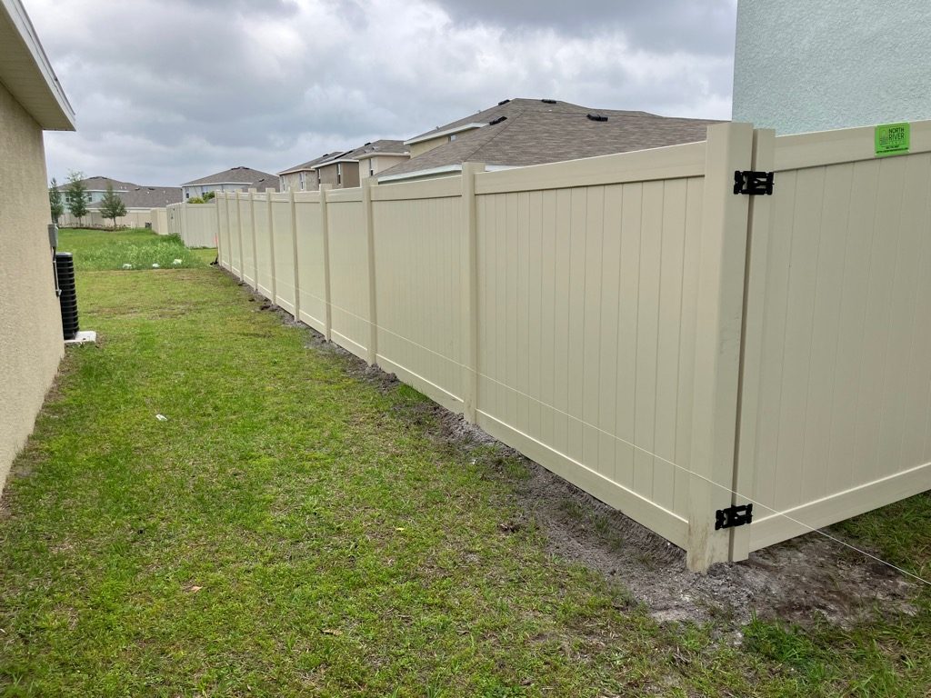 North River Fence Completes Premium Residential Installation of 118 Feet of 6-Foot High Tan PVC Privacy Fence in SilverStone North Community