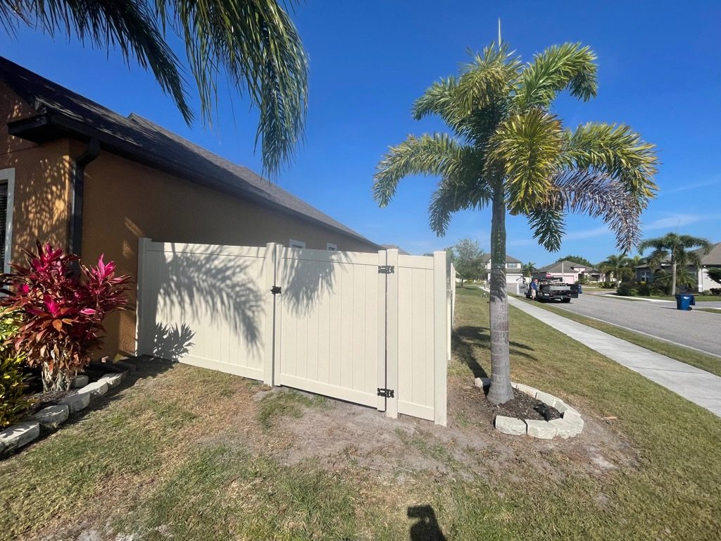 North River Fence Completes Superior Residential Installation of 97 Feet of 6-Foot High Tan PVC Privacy Fence in Heron Creek Community