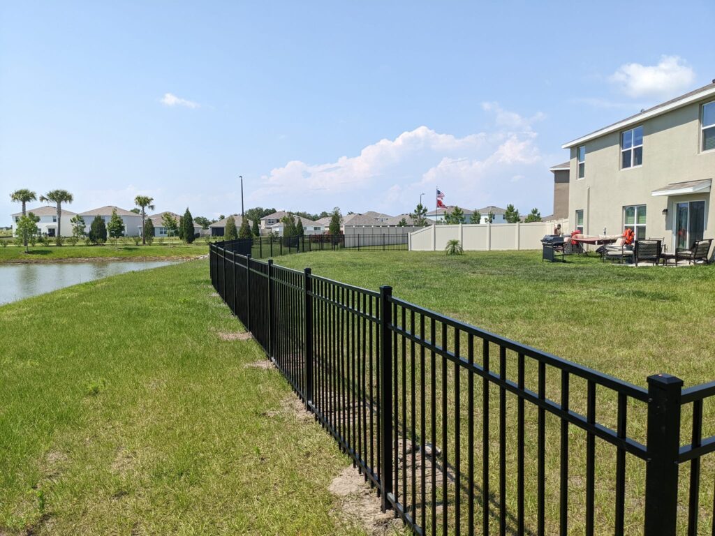 6' H Tan PVC Privacy & 4' H Black Aluminum 3-Rail