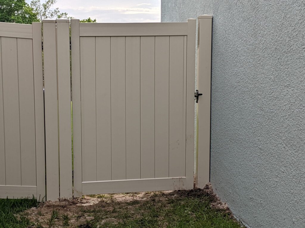 6' H Tan PVC Privacy & 4' H Black Aluminum 3-Rail