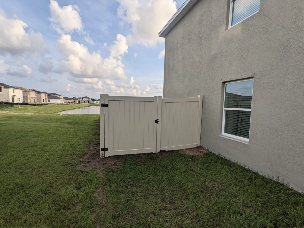 6' H Tan PVC Privacy & 4' H Black Aluminum 3-Rail