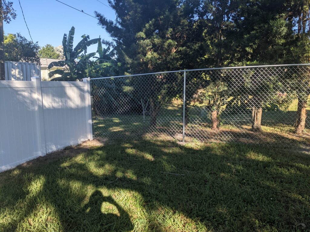 6' H White PVC Privacy & 6' H Galvanized Chain Link