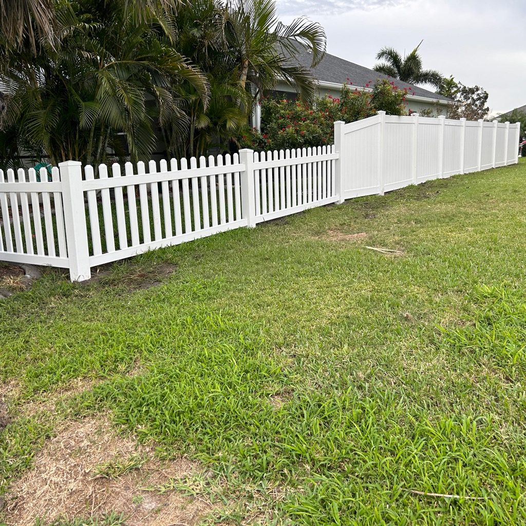 5' H White PVC Privacy & 3' H White PVC Dog Ear Picket